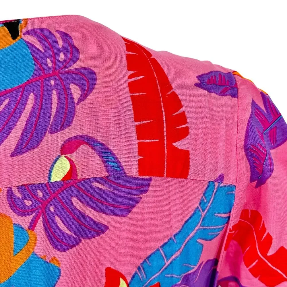 XIX Palms Hawaii Dress Kohala Cut Out Maxi Large Womens Pink Tropical Resort
